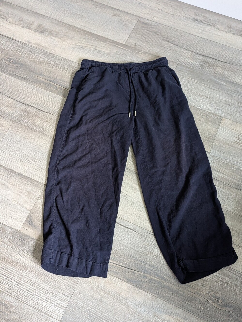 Inwear Copenhagen Navy Blue Wide Leg Linen Pant. Size 10